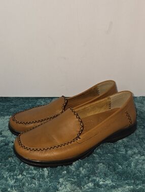 John Romaine Men's Maple Leather Slip-On Loafers Size 10M